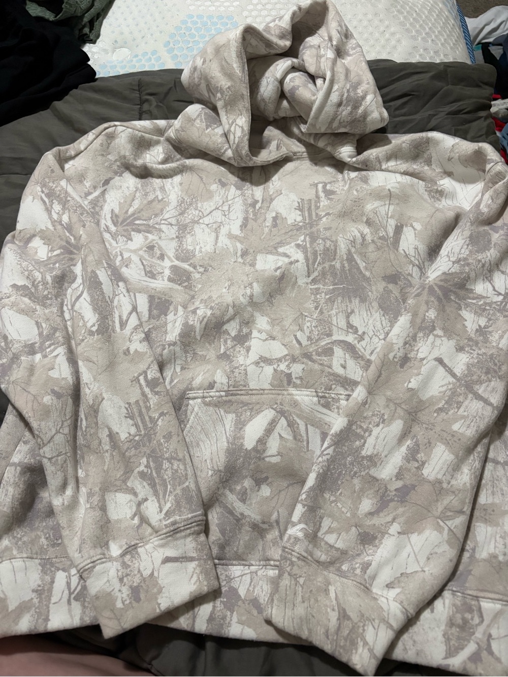 Hollister Men's Camouflage Turtleneck Hoodie - Beige & White